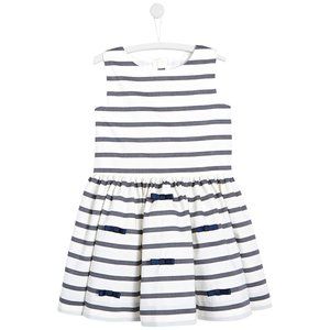 Jacadi girl striped  white and navy-blue dress